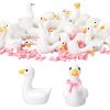 50 Set Mini Gooses Resin Tiny Gooses Figurine with Bows and Glue for Small Desk Goose Gift Decor for Cake Topper, DIY Crafts, Micro Landscape Ornaments, Miniature Geese Animal Statues to Hide(Pink) view 1