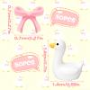 50 Set Mini Gooses Resin Tiny Gooses Figurine with Bows and Glue for Small Desk Goose Gift Decor for Cake Topper, DIY Crafts, Micro Landscape Ornaments, Miniature Geese Animal Statues to Hide(Pink) view 3