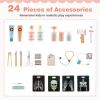KOTEK Kids Doctor Play Set with 24 PCS Accessories, Wooden Medical Station with Eye Chart, ECG Monitor, X-Ray Film, Pretend Play Hospital Center for Toddlers, Toy Doctor Kit for Girls Boys (Pink) view 2