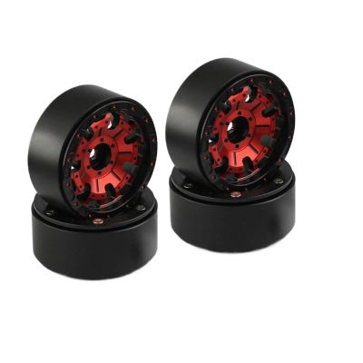 Rc Car Wheel Rim Tire for Axial for SCX10 90046 AXI03007 TRX4 VS4-10 Redcat 8 4Pcs CNC Aluminum Alloy 1.9 Beadlock Wheel Rim for 1/10 RC Crawler Car(Red)