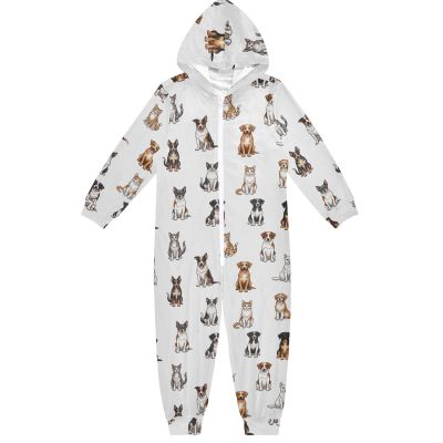 Cute Dog Cat White Kids Onesie Hoodie One-Piece Jumpsuits Christmas Halloween Cosplay Costume Home Clothing Boys Girls, 12-13 Years