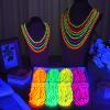 Ecally 24 Pieces Mardi Gras Beads Necklaces 33" Glow in The Dark UV Neon Bead Necklaces Glow Party Supplies 80s UV Black Light Neon Accessories Bulk for Birthday Decorations Wedding Party view 4