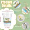 100 Pcs Dinosaur Cups, 12oz Dinosaur Plastic Clear Disposable Drinking Cups Dino Theme Tumbler for Dino Birthday Party Supplies Decorations view 2