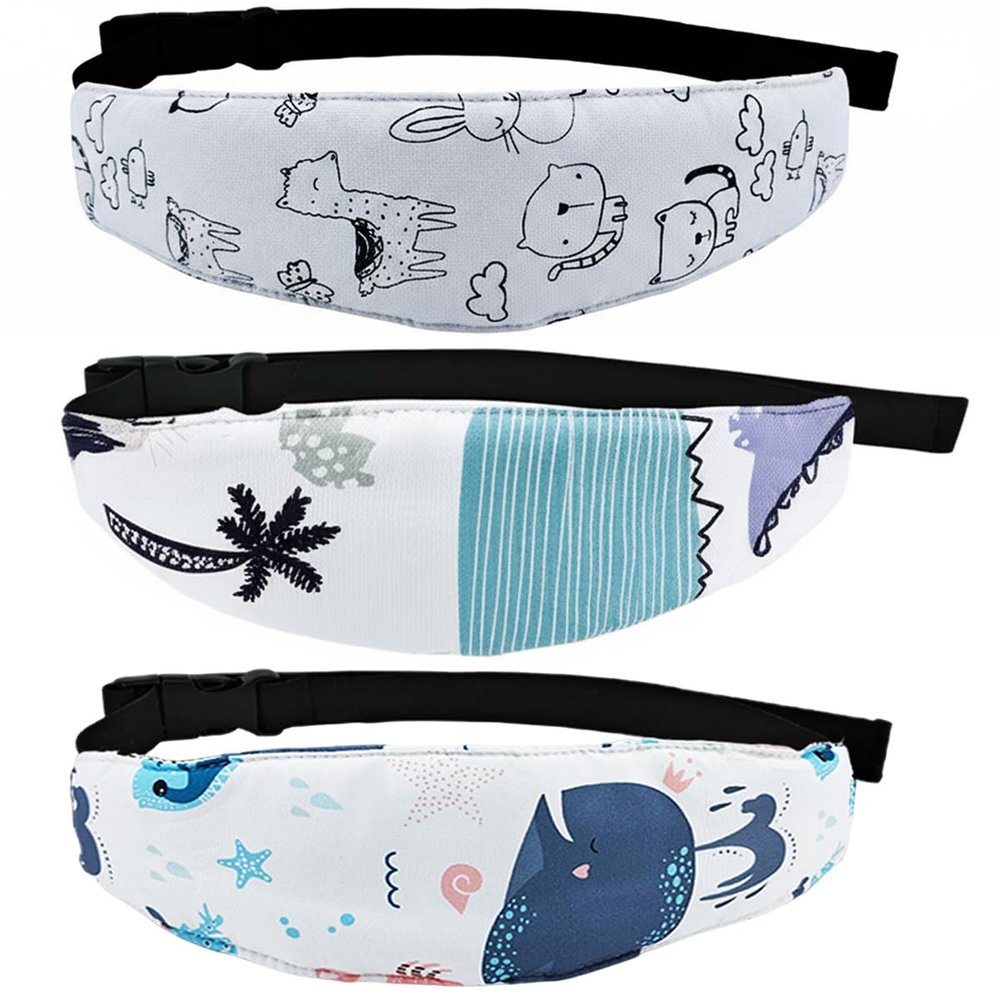 3 Pcs Baby Head Support for Car Seat Stroller Seat Neck Relief Head Band Straps Headrest for Toddler Kids Children Child Baby Infant Sleeping Traveling(White and Grey)