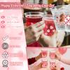 100Pcs Valentine's Day Party Decoration Cups, 12oz Pink Red Valentine's Day Heart Disposable Clear Plastic Cup for Valentines Day Birthday Wedding Drinkware Beverage Drinks Party Decor Supplies view 2