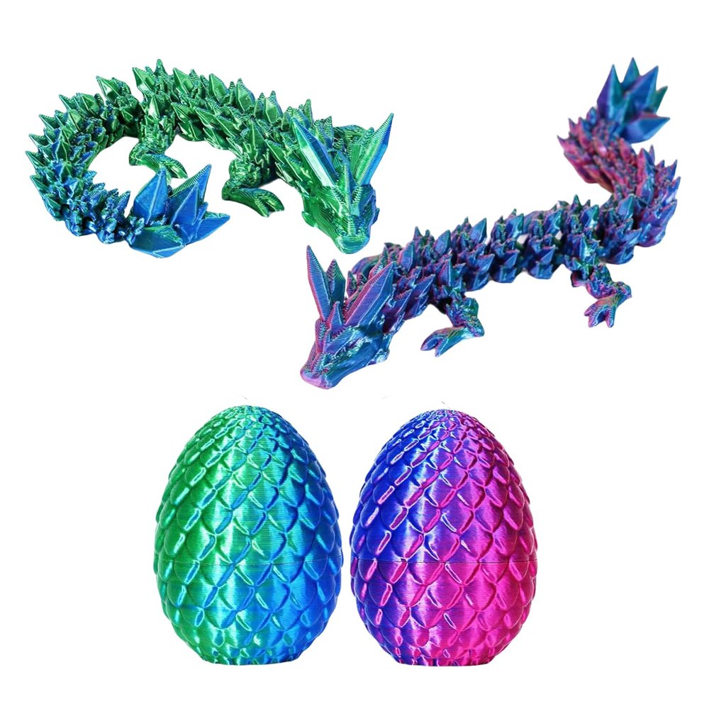 3D Printed Dragon Eggs with Dragon Inside,Cool Stuff Fun Gifts,Mini Dragon Egg Set Articulated Crystal Dragon Fidget Toy for Adults Teens Boy Gifts (2Pcs Dragon Eggs)