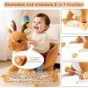 Toddler Rocking Horse Ride-on Toy 2-in-1 Convertible Rocker Pull Cart with Detachable Wheels, Music Player Safety Belt, Early Learning Baby Ride on Birthday Gift for 1-3 Year Old Boys Girls view 2
