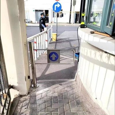 Spring-Loaded Safety Swing Gate, 1-Way Pedestrian Access Door for Driveway, Supermarket, Garden, and Warehouse, Stainless Steel(Leftdoor,70x103cm)