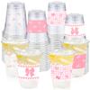 100 Pcs Pink Bow Birthday Decoration Cups,16 oz Coquette Plastic Disposable Drinking Cups for Wedding Birthday Bridal Baby Shower Party Supplies view 1