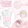 100 Pcs Pink Bow Birthday Decoration Cups,16 oz Coquette Plastic Disposable Drinking Cups for Wedding Birthday Bridal Baby Shower Party Supplies view 2