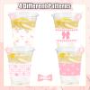 100 Pcs Pink Bow Birthday Decoration Cups,16 oz Coquette Plastic Disposable Drinking Cups for Wedding Birthday Bridal Baby Shower Party Supplies view 3