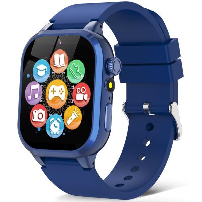 Kids Game Smart Watch 1.54" HD Touch Screen, 30+ Educational Games, Camera, Pedometer, Alarm, MP3 Player, Torch, Auidobook, Learn Card,Time Tools, Parental Control, Wrist Watch for Boys Girls (Blue)