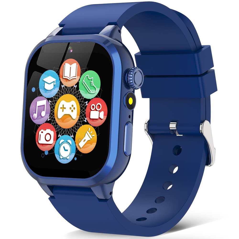 Kids Game Smart Watch 1.54" HD Touch Screen, 30+ Educational Games, Camera, Pedometer, Alarm, MP3 Player, Torch, Auidobook, Learn Card,Time Tools, Parental Control, Wrist Watch for Boys Girls (Blue)