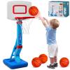 AOSPHYS Toddler Basketball Hoop Indoor Outdoor - Height Adjustable 27.6-54 Inches (5 Slots), Kids Basketball Hoop with 4 Inflatable Balls & Pump, Safe Toddler Toys for 1-6 Year Old Boys Girls view 1