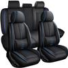 VIUDMEK Full Set Car Seat Covers for Volkswagen Touareg 2 2008-2009 Leather Seat Covers Waterproof Front Seats&Rear Car Seat Protectors Breathable Seat Cover Black&Blue view 1