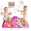 Baby Musical Play Mat,Early Educational 3 in 1 Floor Piano Drum Animal Touch 31.5"*19.6 " Play Blanket Montessori Sensory Musical Learning Toys,Baby Birthday (Pink Rabbit) view 1