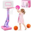 AOSPHYS Toddler Girl Basketball Hoop Indoor Outdoor - Height Adjustable 27.6-54 Inches (5 Slots), Kids Basketball Hoop with 3 Inflatable Balls & Pump, Safe Toddler Toys for 1-6 Year Old Boys Girls view 1