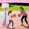 AOSPHYS Toddler Girl Basketball Hoop Indoor Outdoor - Height Adjustable 27.6-54 Inches (5 Slots), Kids Basketball Hoop with 3 Inflatable Balls & Pump, Safe Toddler Toys for 1-6 Year Old Boys Girls view 2