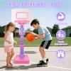AOSPHYS Toddler Girl Basketball Hoop Indoor Outdoor - Height Adjustable 27.6-54 Inches (5 Slots), Kids Basketball Hoop with 3 Inflatable Balls & Pump, Safe Toddler Toys for 1-6 Year Old Boys Girls view 3