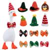 6 Set Holiday Desk Goose Outfits 7 inches Mini Goose Clothes Mini Knitting Hat & Bow Tie, Christmas, Halloween All Seasons Magnetic Desktop Goose Outfit, Decor Accessories for Desk Goose or Duck view 1