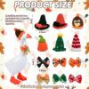 6 Set Holiday Desk Goose Outfits 7 inches Mini Goose Clothes Mini Knitting Hat & Bow Tie, Christmas, Halloween All Seasons Magnetic Desktop Goose Outfit, Decor Accessories for Desk Goose or Duck view 2