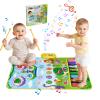 Baby Musical Play Mat,Early Educational 3 in 1 Floor Piano Drum Animal Touch 31.5"*19.6 " Play Blanket Montessori Sensory Musical Learning Toys,Baby Birthday (Green Dinosaur) view 1
