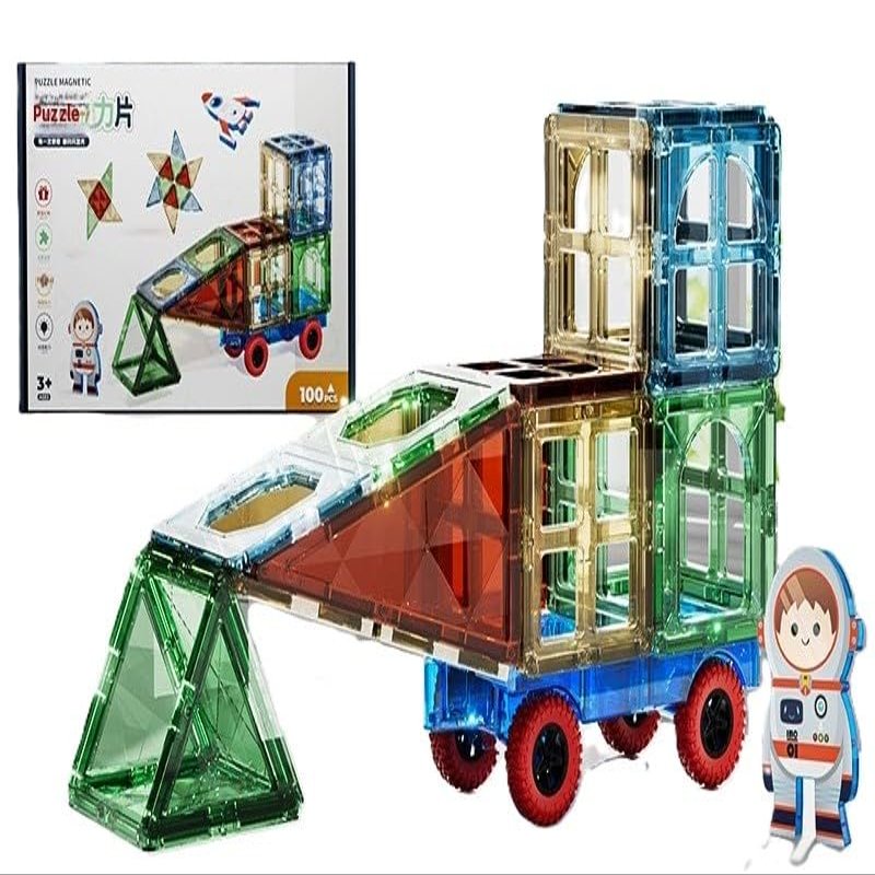 100-Piece Colorful Castle Magnetic Building Tiles for Kids ([Gift Box Set] 295-Piece A0016)