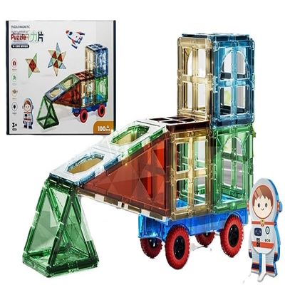 100-Piece Colorful Castle Magnetic Building Tiles for Kids ([Gift Box Set] 100-Piece A-0011)
