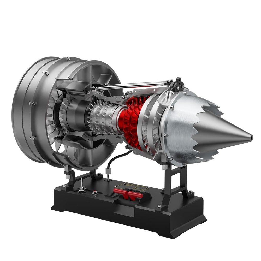 1/12 Dual Spool Metal Turbofan Engine Model That Working, 300+ PCS STEM Educational Aviation Collectible, Jet Engine Model Craft Gift for Adult