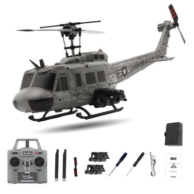 RC ERA C032 UH-1 Huey RC Helicopter, 1/48 Scale 6CH Gyro Stabilization Remote Control Aircraft with Intelligent Positioning/One-Key Inverted Flight for Hobbyists Adult