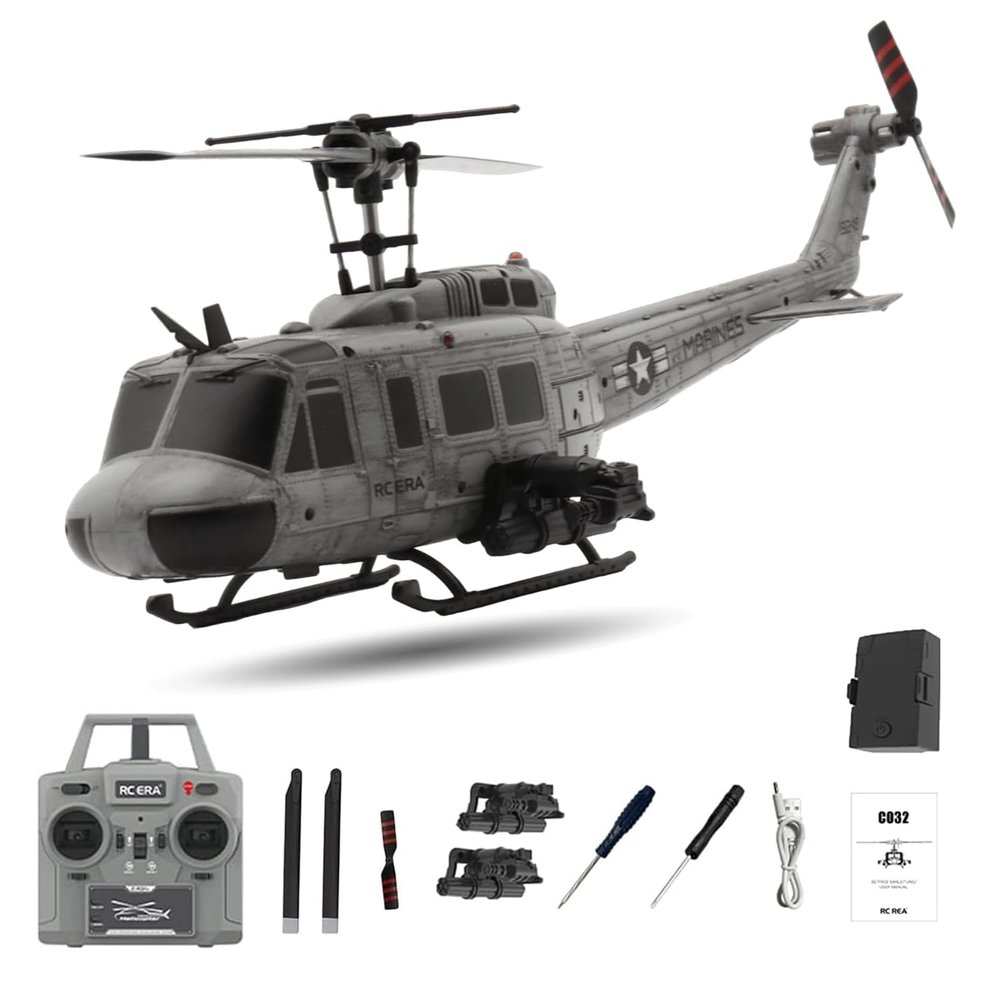 RC ERA C032 UH-1 Huey RC Helicopter, 1/48 Scale 6CH Gyro Stabilization Remote Control Aircraft with Intelligent Positioning/One-Key Inverted Flight for Hobbyists Adult