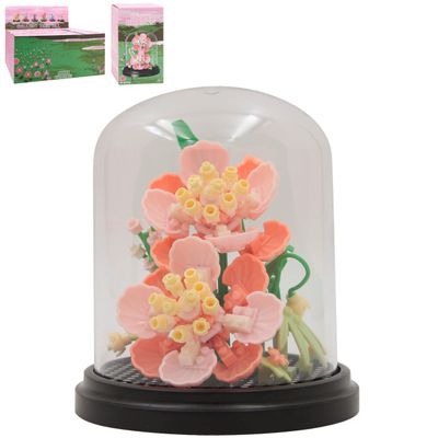Lesser & Pavey Christmas Mini Bricks Pink Carnation Building Blocks for Home & Office | Artificial Flowers Mini Pots for Decor | Micro Bricks Sets for Adults & Kids | Lovely Gift for Women & Men
