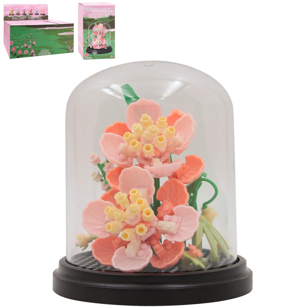Lesser & Pavey Christmas Mini Bricks Pink Carnation Building Blocks for Home & Office | Artificial Flowers Mini Pots for Decor | Micro Bricks Sets for Adults & Kids | Lovely Gift for Women & Men