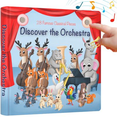 LEARNING BUGS Discover The Orchestra  28 Instrument Sounds and Classical Pieces, Musical Books for Toddlers, 28-Button Music Book, Musical Toys for Toddlers 1-3