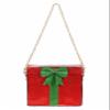 Red and Green Wrapped Present Holiday Costume Purse | Christmas Gift Box Bag with Bow for Festive Outfits Standard view 1