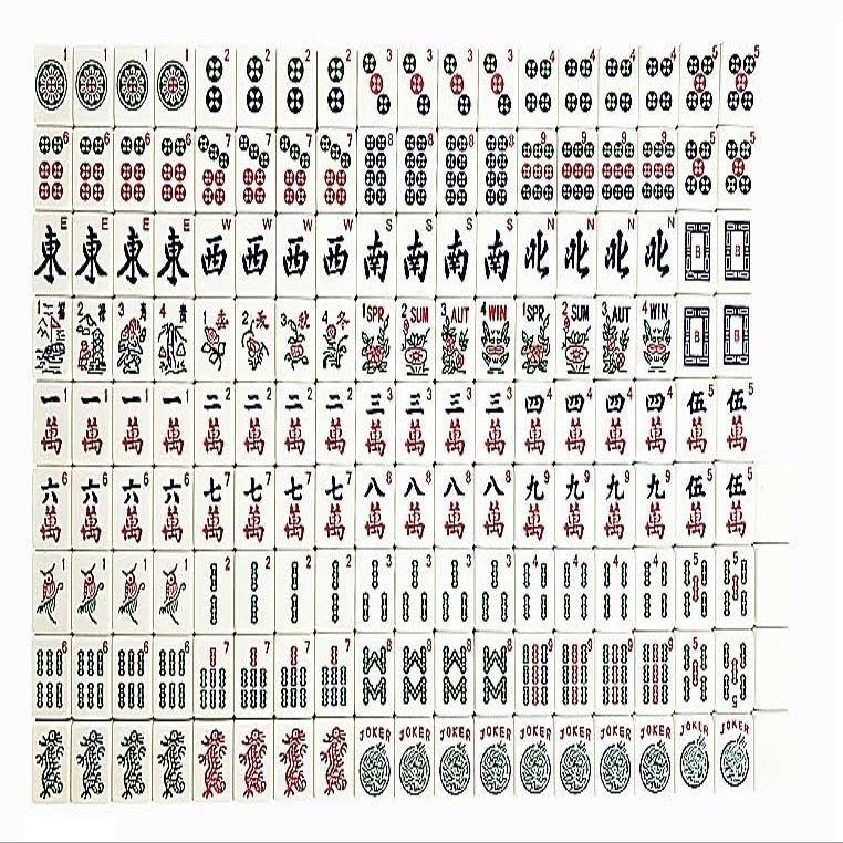 American Western-Style Mahjong Tiles  166-Piece Set, Scratch-Resistant Melamine, Tiles Only (B Type)