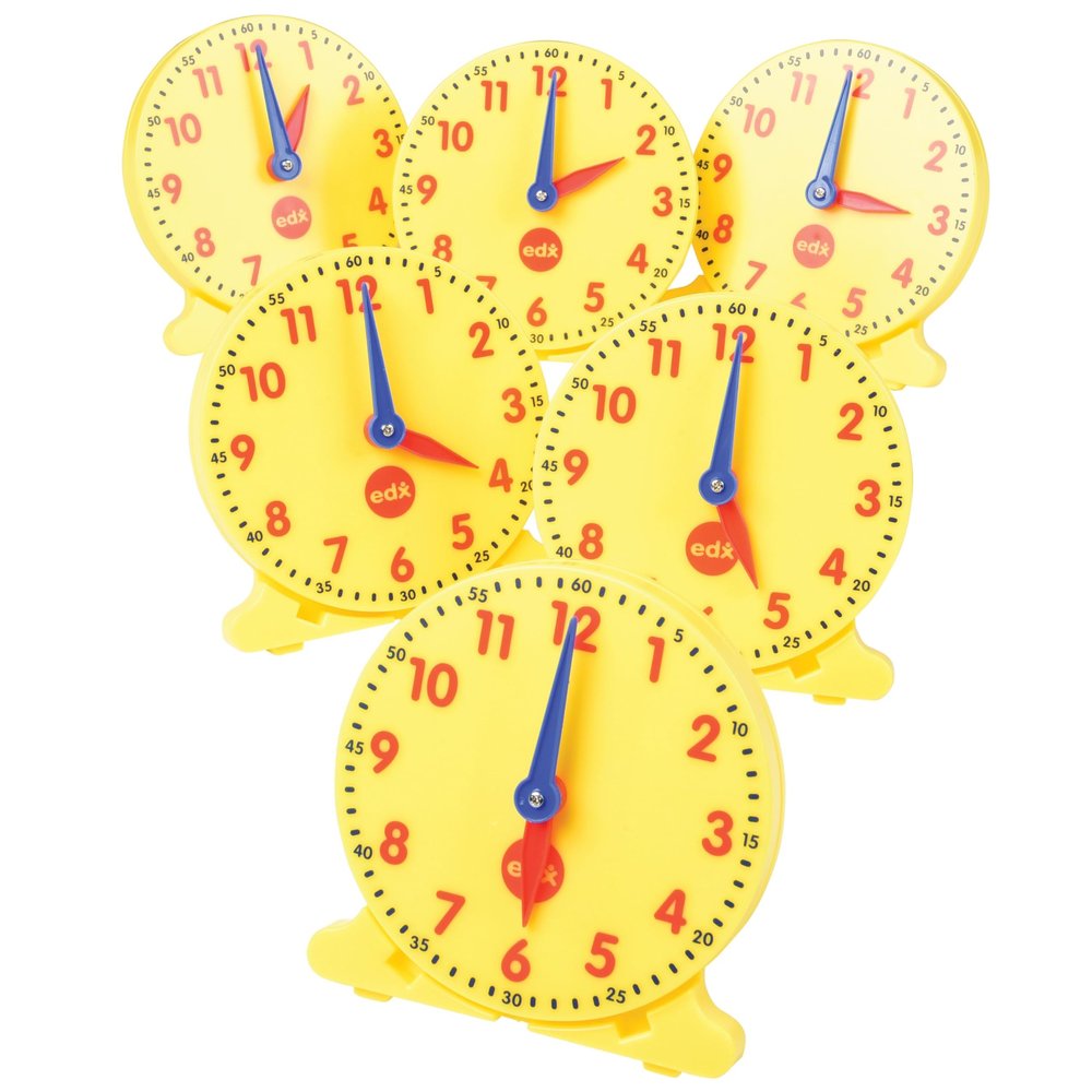 Constructive Playthings EDX-815 Geared Student Clock  12-Hour Analog Teaching Clock for Kids, Yellow  Learn to Tell Time with Hands-On Practice