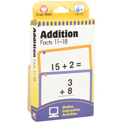 Addition Facts 1118 Flashcards  56 Full-Color Math Cards with Games & Activities for Kids, Grades 2+, Ages 7+, Classroom or Home Learning
