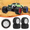 4Pcs 1: 18 RC Tires Wheels Diameter 72.5mm 50 Degree Hardness 5 Spoke Wheel Rims Repair Parts 4mm Mounting Hole Replacement, White view 3