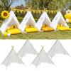 4 Pack Teepee Tent for Kids Slumber Party, Cotton Canvas Playhouse Sleepover Tent with Pompom for Girls & Boys Movie Night Holiday Party Supplies (White) view 1