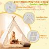 4 Pack Teepee Tent for Kids Slumber Party, Cotton Canvas Playhouse Sleepover Tent with Pompom for Girls & Boys Movie Night Holiday Party Supplies (White) view 2