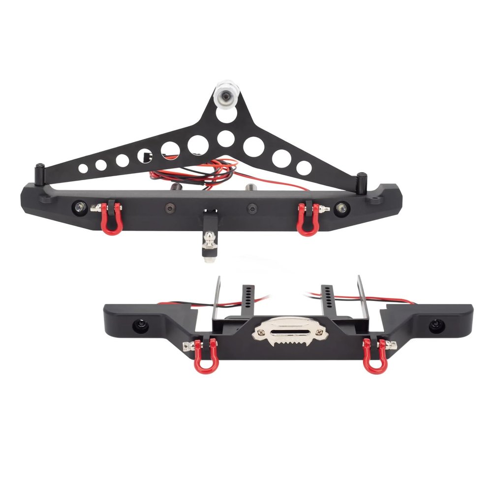 For Axial For TRX-4 For Defender For SCX10 I II III 90046 90047 AX103007 1/10 RC Crawler Part Metal Front Bumper Repair Replacement Accessories Bumper Parts(Front Rear)