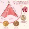 8 Pack Teepee Tent for Kids, Cotton Indoor Play Teepee with Pompom for Girls & Boys, Sleepover Tents for Boho Slumber Spa Party view 2