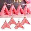 4 Pack Teepee Tent for Kids Slumber Party, Cotton Playhouse Tipi Sleepover Tent with Pompom & Lights for Girls & Boys Movie Night Birthday Party Supplies view 1