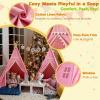 4 Pack Teepee Tent for Kids Slumber Party, Cotton Playhouse Tipi Sleepover Tent with Pompom & Lights for Girls & Boys Movie Night Birthday Party Supplies view 2