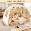 Dayacoco Bed Tent Twin for Kids, Toddler Bed Tent Indoor, Bed Canopy for Girl with Flags & Star Lights, Portable & Foldable Teepee Playhouse Outdoor, 78.7x39.4x47.2in, Cream view 2