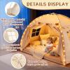 Dayacoco Bed Tent Twin for Kids, Toddler Bed Tent Indoor, Bed Canopy for Girl with Flags & Star Lights, Portable & Foldable Teepee Playhouse Outdoor, 78.7x39.4x47.2in, Cream view 3