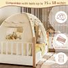 Dayacoco Bed Tent Twin for Kids, Toddler Bed Tent Indoor, Bed Canopy for Girl with Flags & Star Lights, Portable & Foldable Teepee Playhouse Outdoor, 78.7x39.4x47.2in, Cream view 4