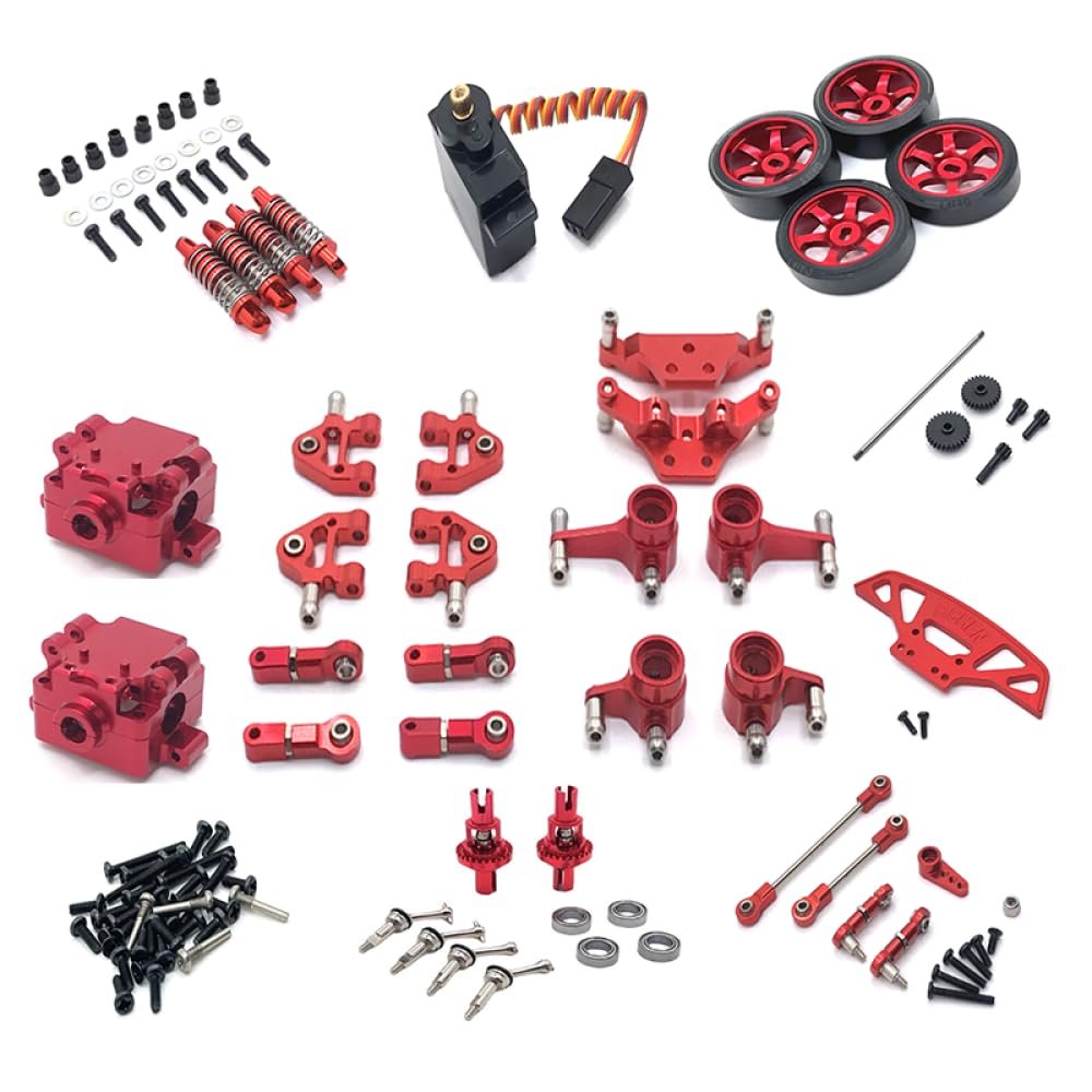 18 Pack Metal Upgrade Gearbox Servo Link Compatible with RC Car Models 1 28 284131 K969 K979 K989 K999 P929 P939 Aftermarket Replacement(Red)