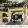BabyVista Stroller Wagon for Kids, One-Hand Adjustable Push/Pull Handle, Spacious Storage, 8"/12" All-Terrain Wheels, Canopy with Bug Net, Wagon Stroller for Daily Walks, Short Trips & Grocery Runs view 2